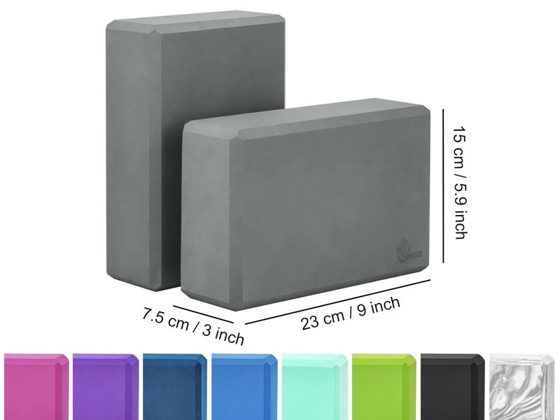 EXERZ Yoga Blocks 2 pack, Gym Blocks, Exercise Workout Fitness Bricks, Pilates Stretch Handstand Non-Slip, Grey - Image 2
